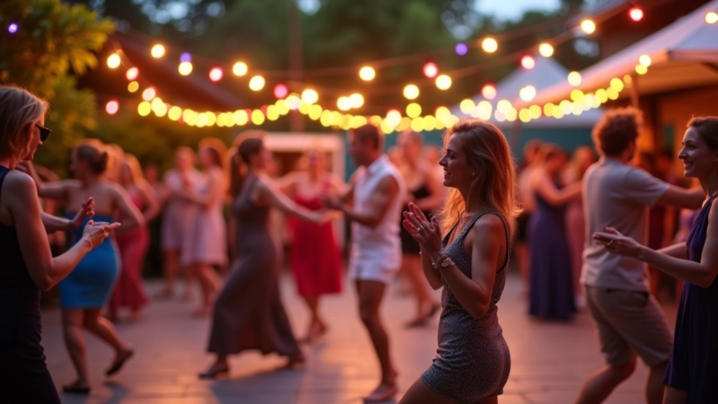 Summer dance festival celebration with decorations