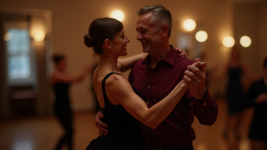 Close-up of two dancers in an intimate bachata frame, showing proper posture and connection at a social dance event